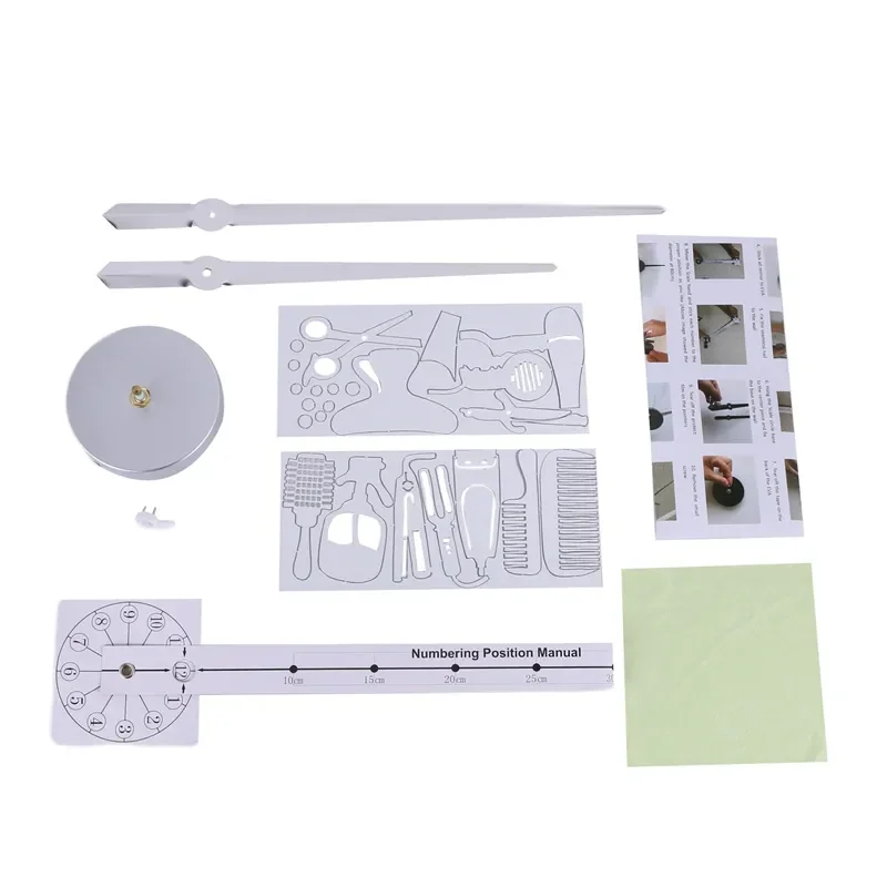 

NEW2023 Diy Barber Shop Giant Wall Clock with Mirror Effect Barber Toolkits Decorative Frameless Clock Watch Hairdresser Barber