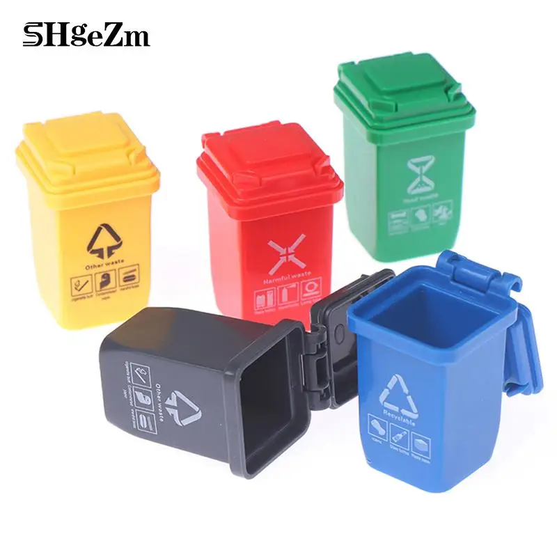 

Dollhouse Mini Trash Can Toy Simulation 1:6 1:12 Garbage Truck Cans Curbside Vehicle Bin Toys Kid Simulation Furniture Toy Gift