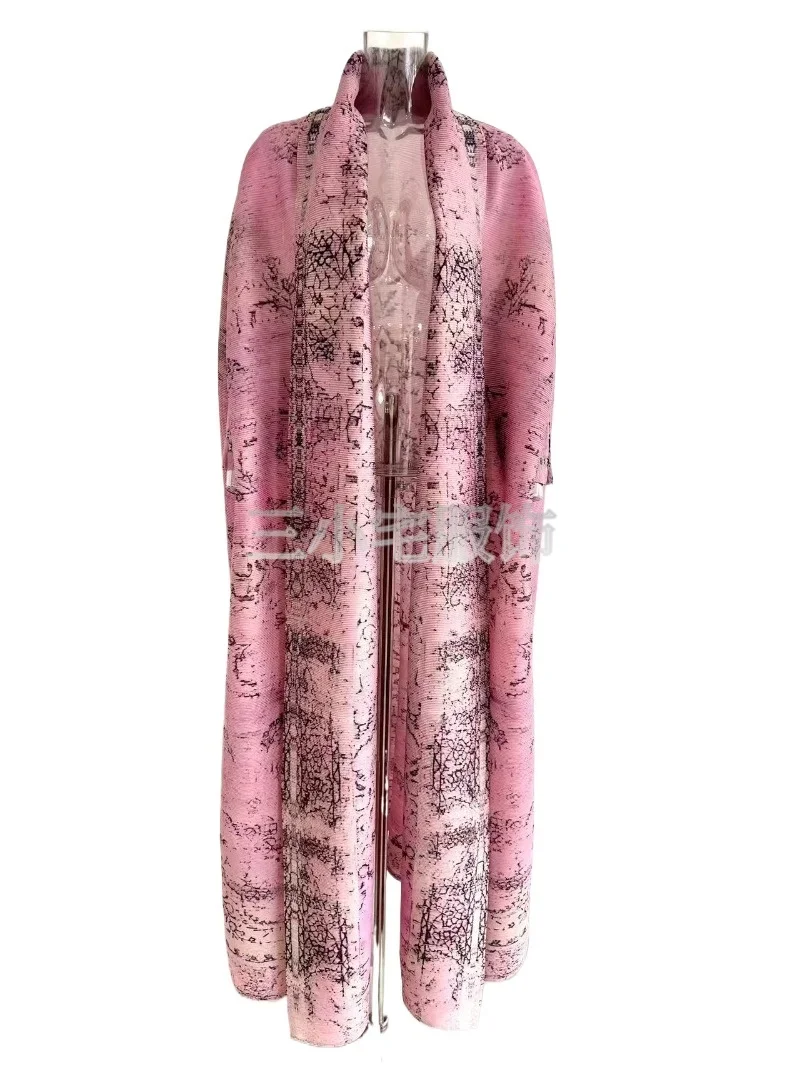 Женское платье с принтом ALSEY Miyake зимнее длинным рукавом и отложным воротником 2024