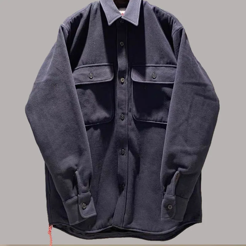 BEAMS Autumn Winter Thickened Washed Loose Wool Jacket Men Coat Trend Japan Style New Arrival Cashmere Navy Parka