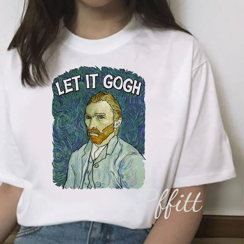 

Sunflower Printed Tshirt Van Gogh Art T Shirts Fashion Women Tops Tee Harajuku T-shirts Female Tee Clothes Camiseta Feminina