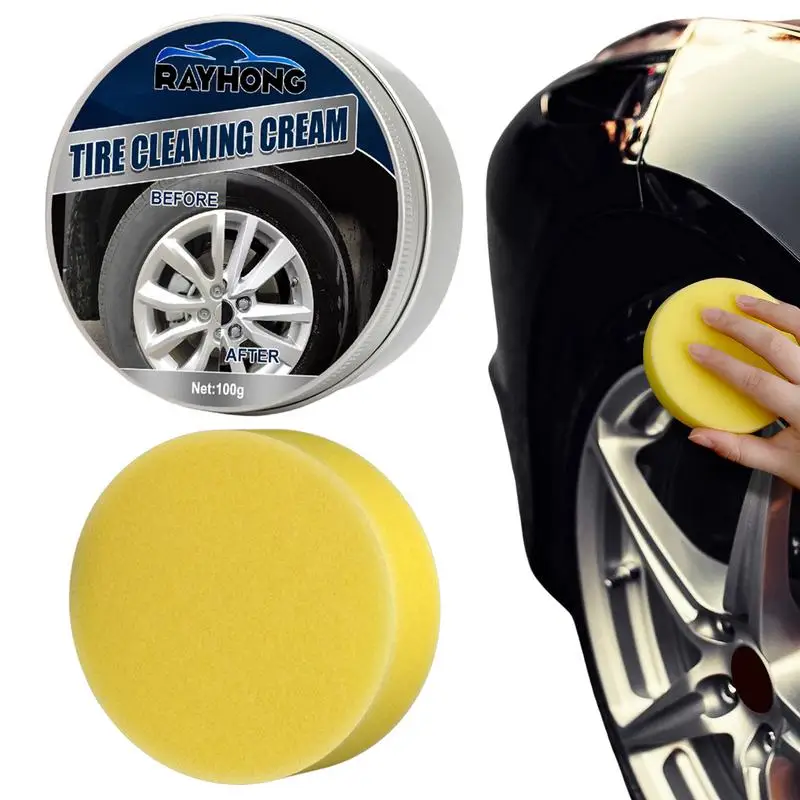 

Car Tire Cleaning Cream Tire Dressing Cleaning Paste With Sponge Tire Retreading Paste For Cars Motorcycle Trucks Atv Bike