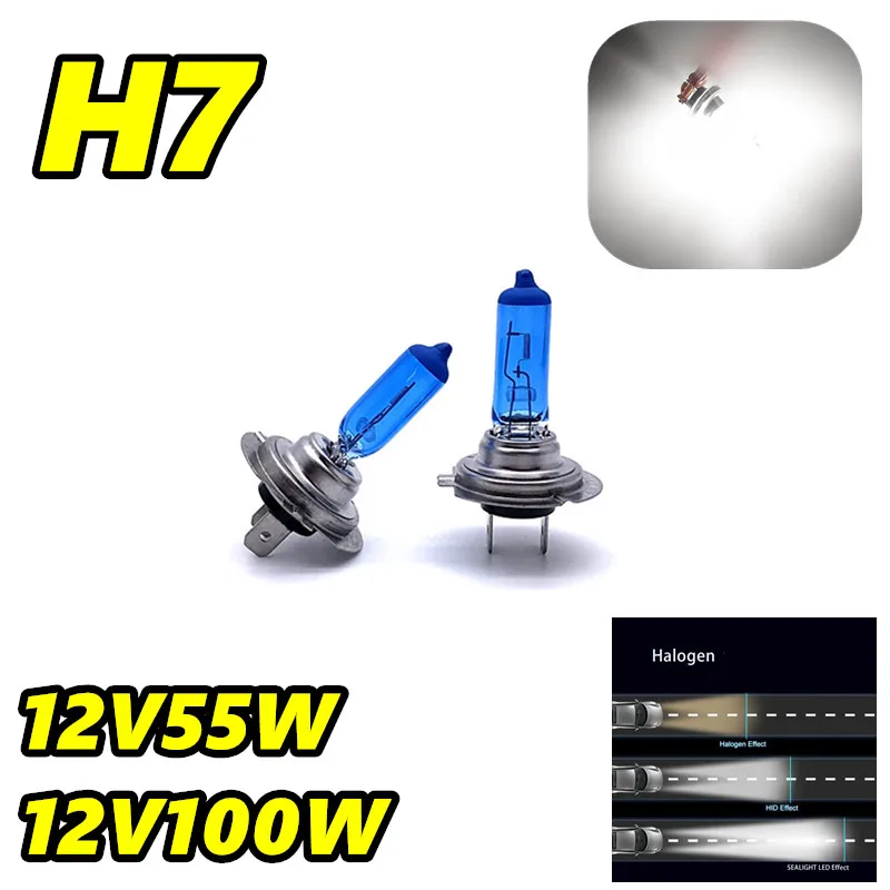 

2 шт. H7 супер белые фары 55 Вт 12 В PX26d кварцевая галогенная лампа высокой мощности 100 Вт авто лампа 6000 К противотуманные фары