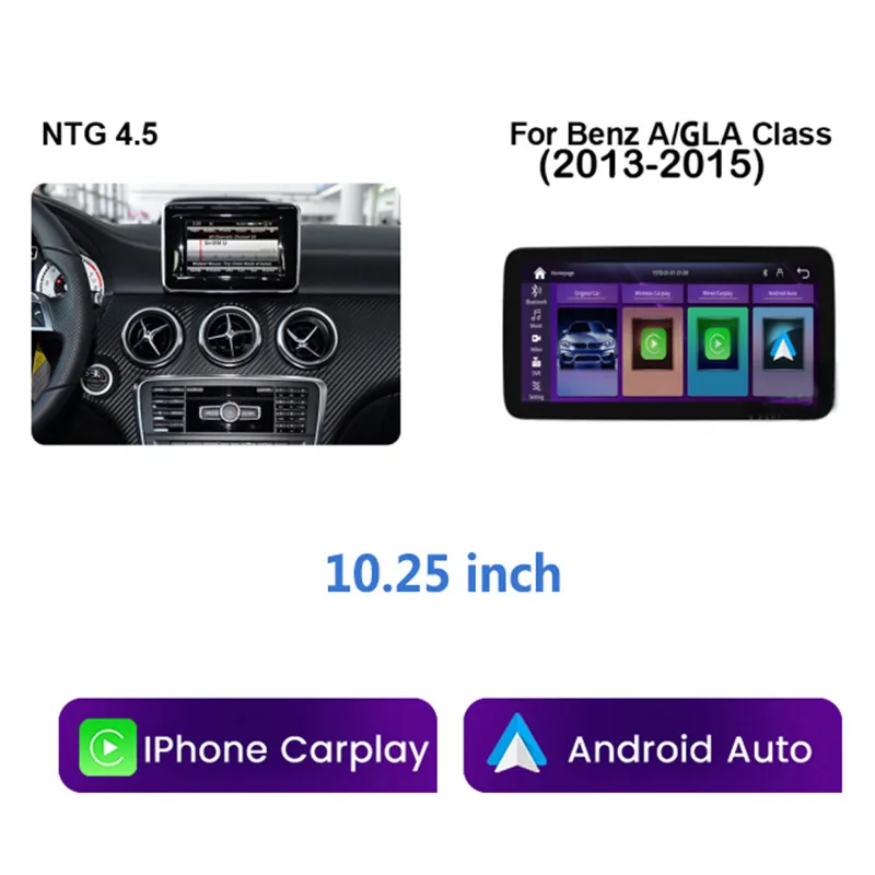 Автомобильный мультимедийный экран Apple CarPlay 10 25 дюйма Android для Mercedes Benz A W176 CLA C117 X117
