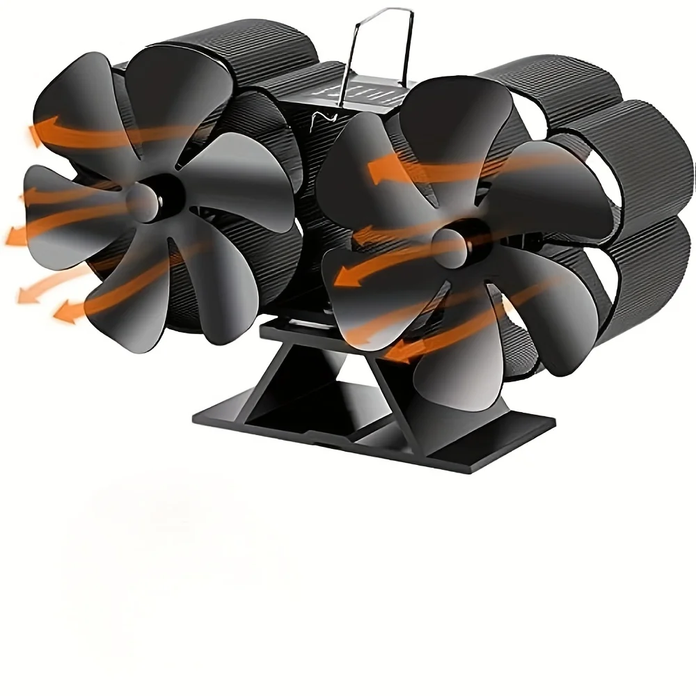 

IWP двухголовый вентилятор для камина высокоэффективный теплоотвод 12-лопастная деревянная горелка, бесшумный высокотемпературный вентилятор