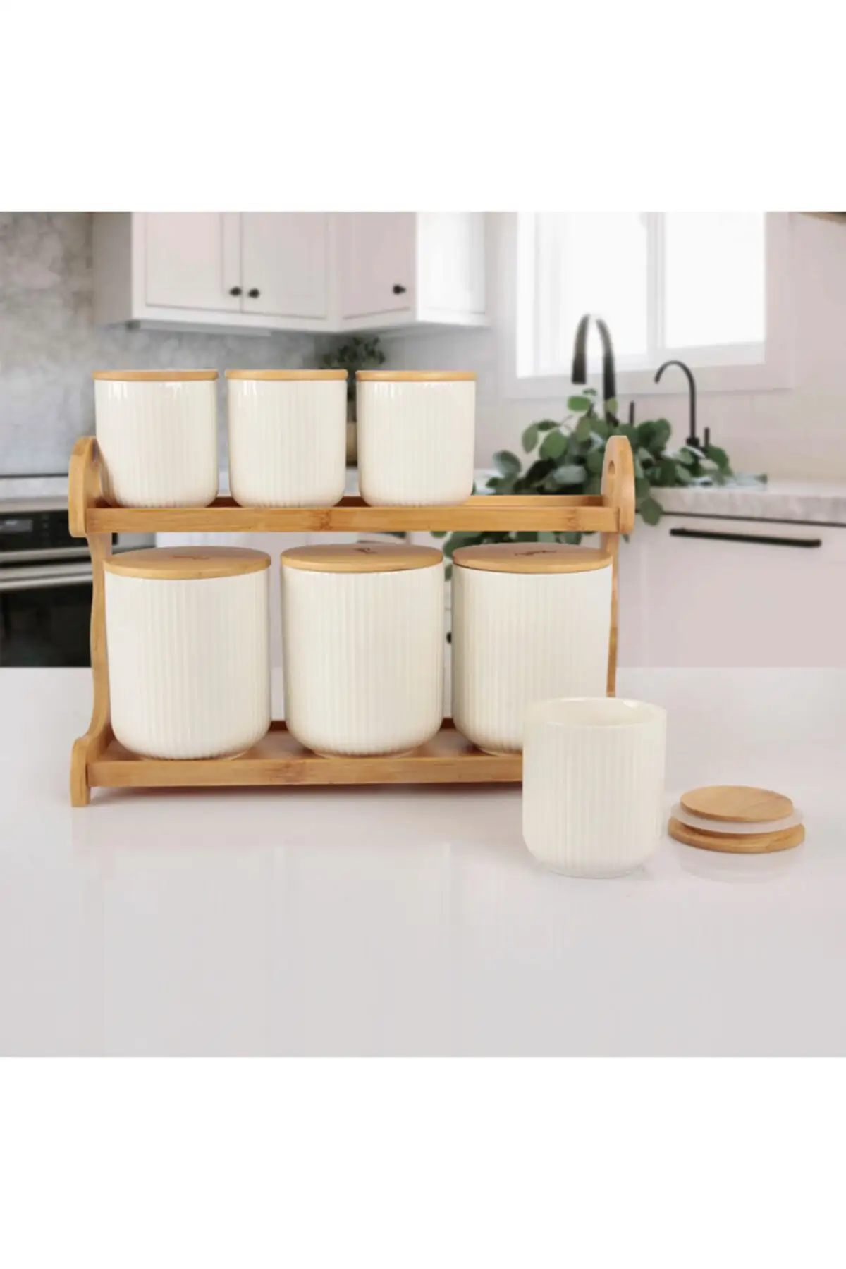 

Bamboo Stand Porcelain 7 Pcs Spice Set