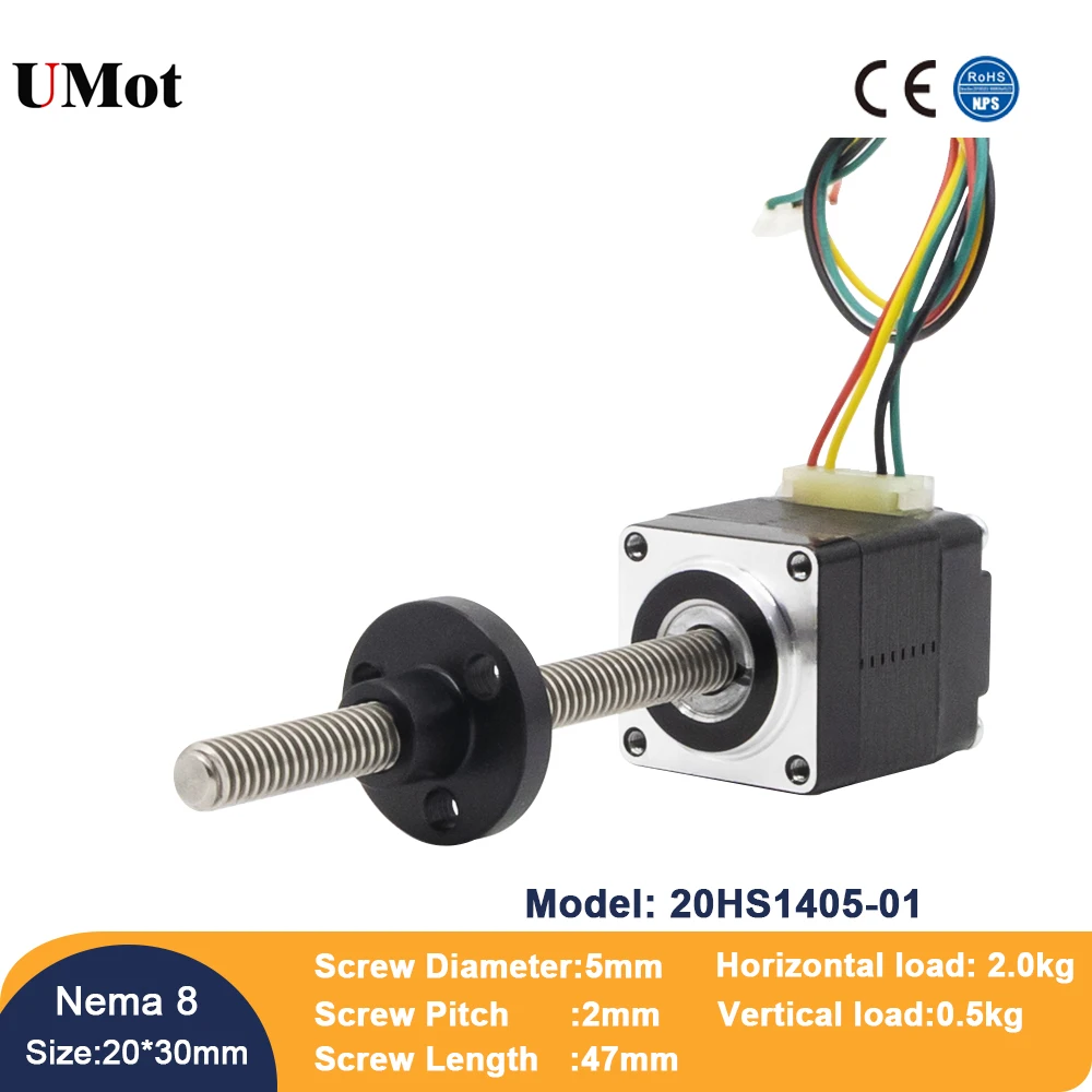 Umot Factory Sales 20mm 0.5A 0.6A Nema8 Motors Miniature Stepper Motor For CNC Kits