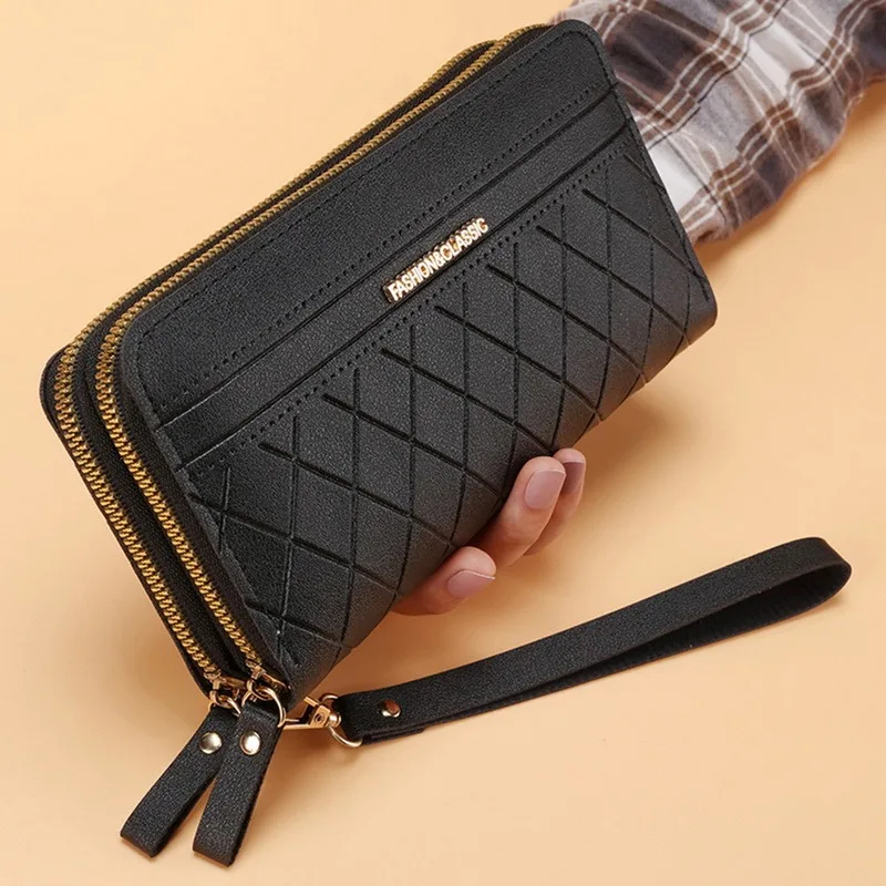 

Double Zipper Long Wallet For Women Simple Female Purses Coin Purse Card Holder Fashion Retro Large Capacity 2023