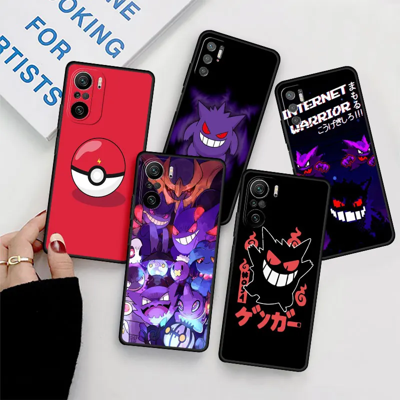 

Забавный черный чехол с покемоном Gengar для Redmi Note 11 10 Pro 9S 9 8 8T 12 7 10C 9 12 K40 9A Capa Phone Fundas Coque