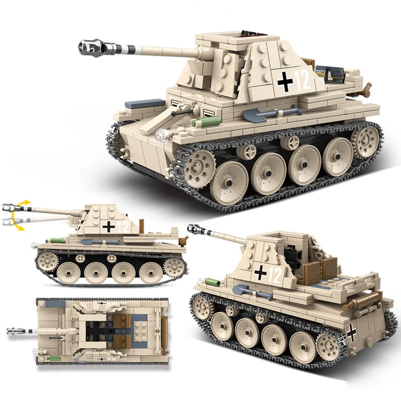 

Модель танка MOC Стюарта, модель танка Второй мировой войны, немецкий танк тигра, танк weasel, гусеничный автомобиль, сборные строительные блоки, игрушка для мальчиков, подарок