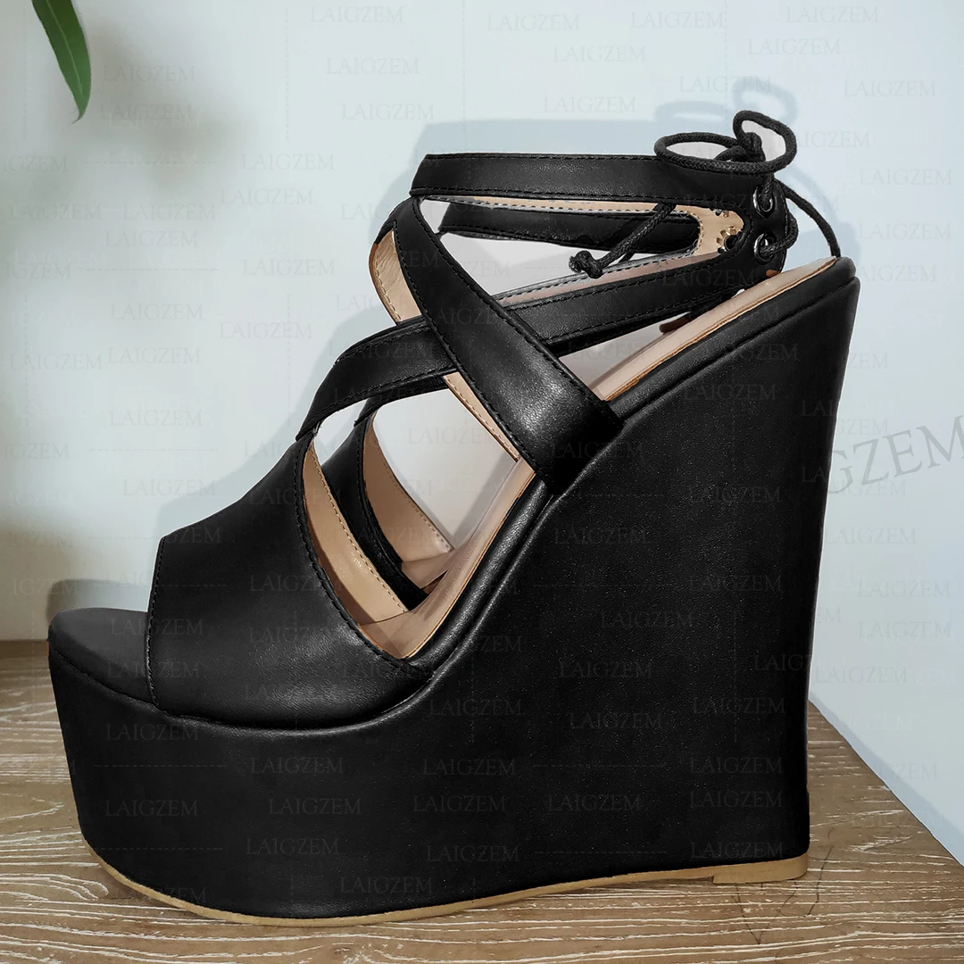 Женские босоножки ZHIMA на платформе с открытым носком туфли-лодочки шнуровке и