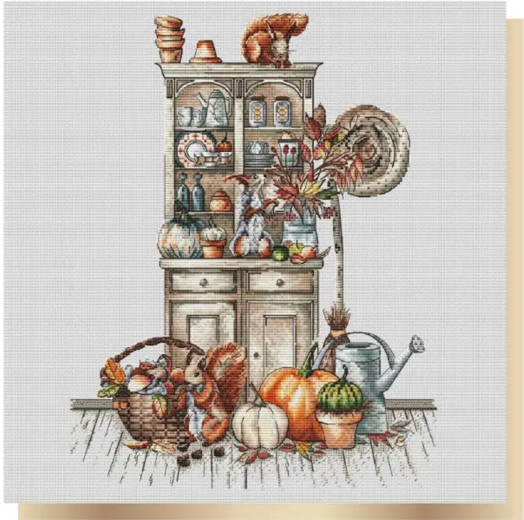 

Top Selling Squirrel Buffet 37-45 Embroidery DIY 14CT Unprinted Arts Cross stitch kits Set Cross-Stitching Home Decor
