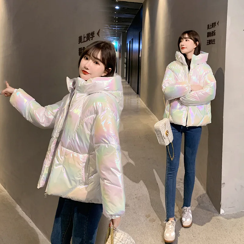 

Disposable Colorful Bright Cotton Coat Women's Short Section 2022 Winter New Down Cotton Loose Thickened Ins Bread Coat
