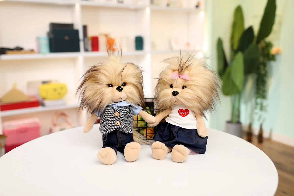 Йоркширская пара плюшевая кукла креативный дизайн милое мягкое удобное теплое