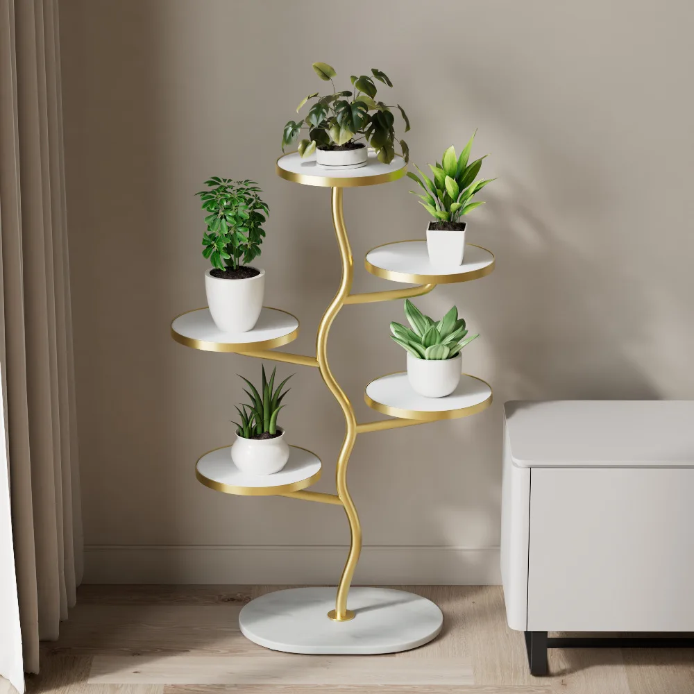 Plant Stand Indoor 5 Tier Stands for Plants Corner Interleaved Branch Design Tall Planter Holder Shelf
