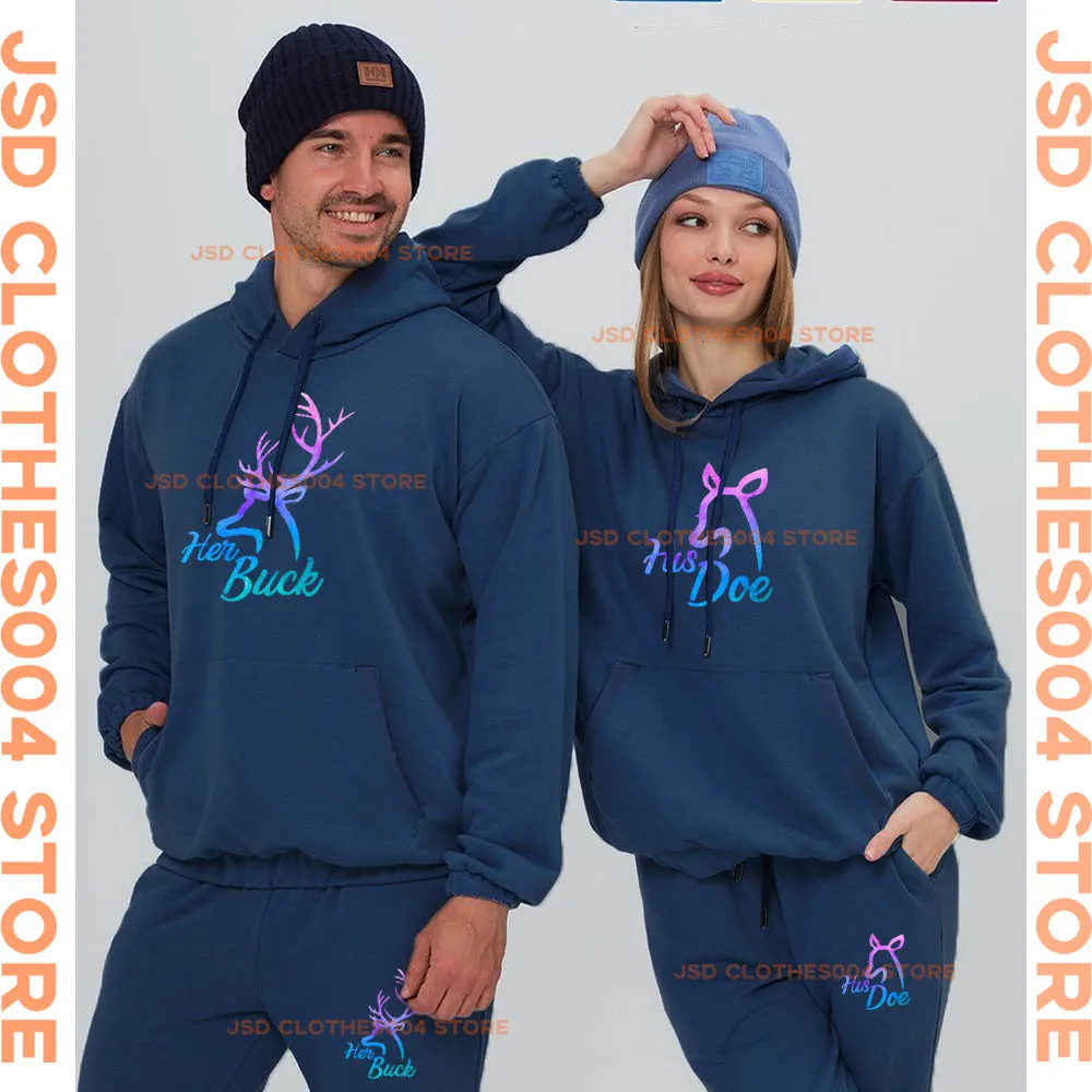 

Winter Cartoon Deer Letter Printed Couple Hoodie Set Lovers Tracksuit Men Women Sweatshirt Pants Fleece Sport2 Pic Date Clothing