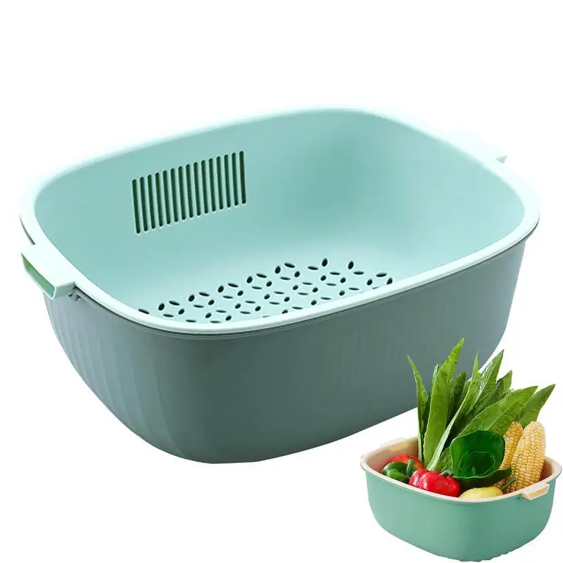 

Fruit Washing Strainer Colander Bowl Strainers Set In Double-Layer Multi-Functional Washing Drain Basket For Vegetable And Fruit