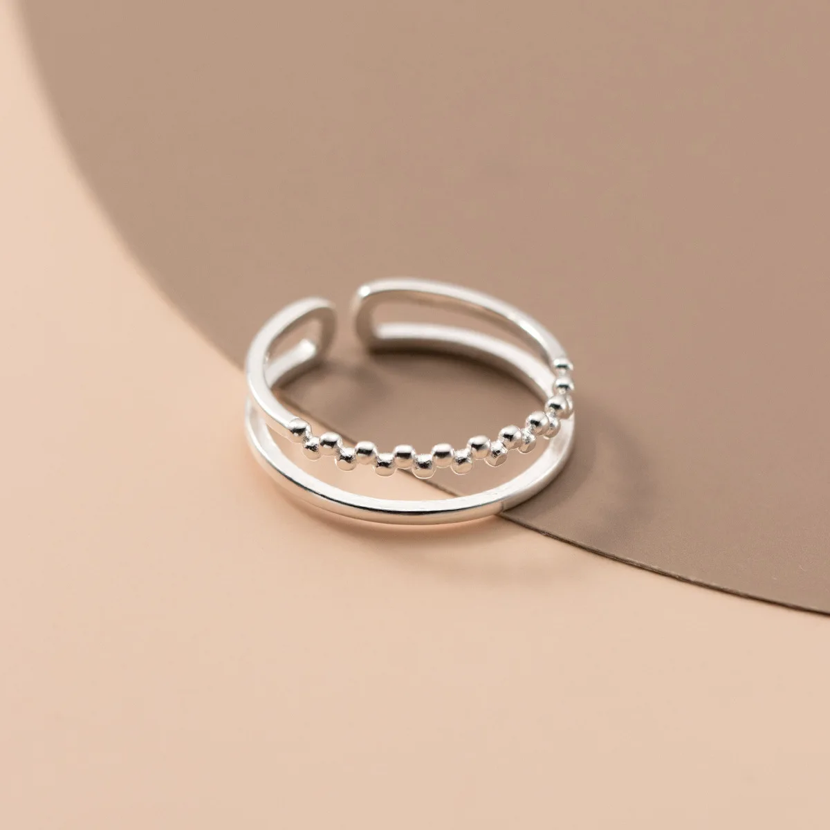 

925 Sterling Silver Irregular 2-layer Beads Rings For Women Gril Simple Korea Party Ring Anillos Mujer Fine Jewelry Wedding Gift