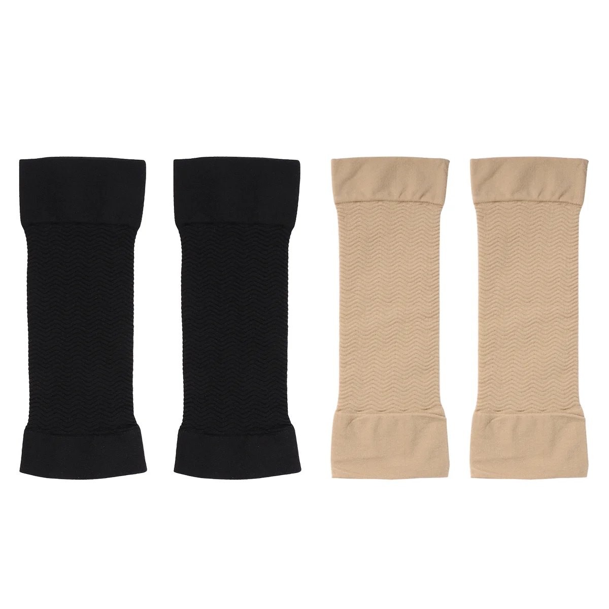 

2 Pairs Calf Compression Sleeve Arm Shaper Elbow Skin-color Slimming Sleeves Miss