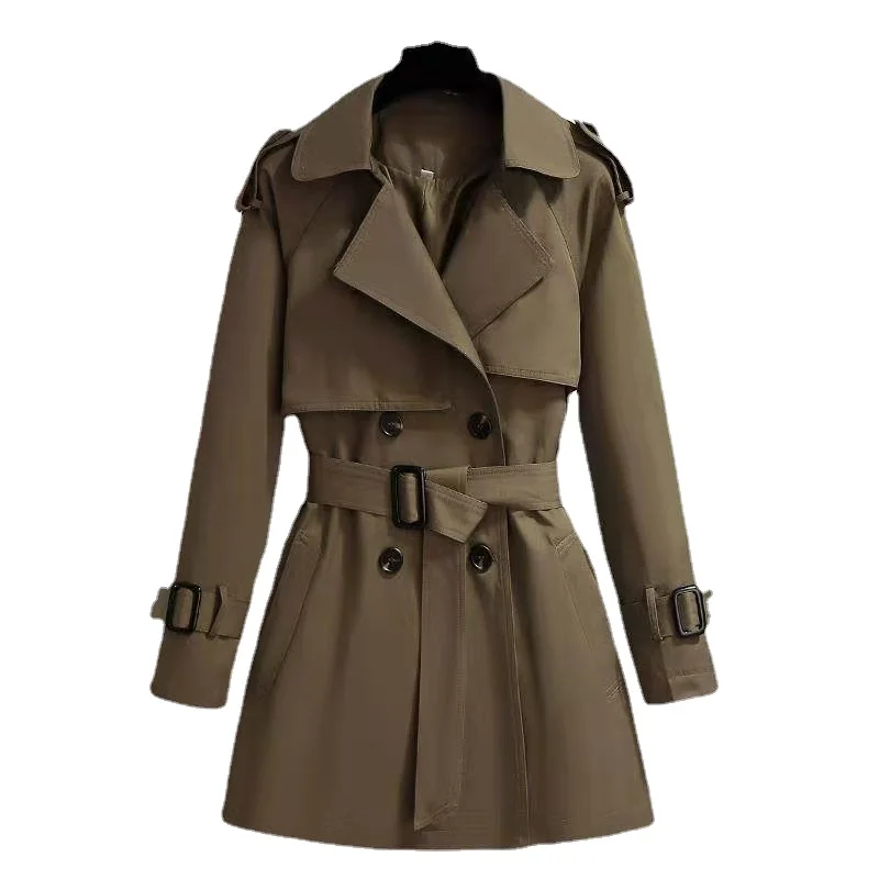 Женский двубортный Тренч корейская модная ветровка средней и большой длины