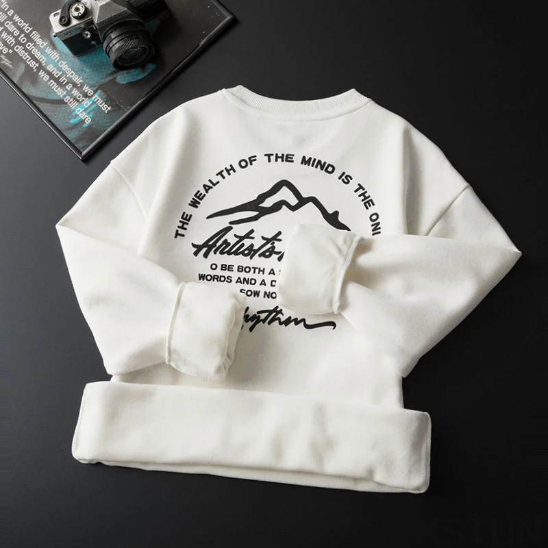 KSTUN зимняя мужская толстовка на флисовой подкладке с круглым вырезом утепленные