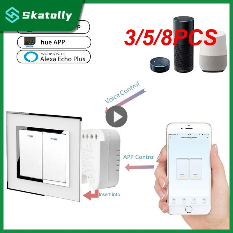 

3/5/8 шт. релейный модуль дистанционного управления, работает с Alexa Google Home, умный переключатель Zigbee 3,0, 2 переключателя Tuya, умный дом