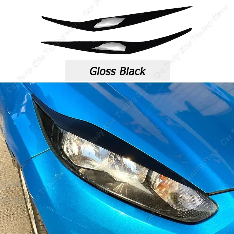 

Накладка на переднюю фару для подводки бровей, накладка на лампу, аксессуары, глянцевый черный/углеродный внешний вид, ABS для Ford Fiesta MK6 MK6 2008-2017