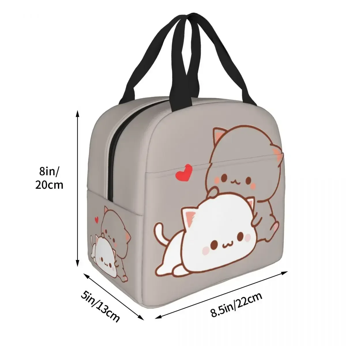 Kawaii Peach And Goma Изолированная сумка для обеда с героями мультфильмов