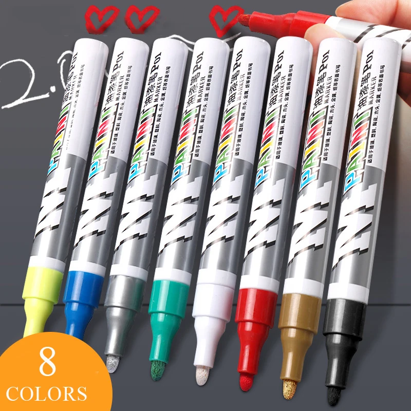 

Waterproof Marker Pen Permanent Paint Stationary Painting Supplies Metal pen Colorful Tire Tread Touch-up Paint Pen Car Tyre