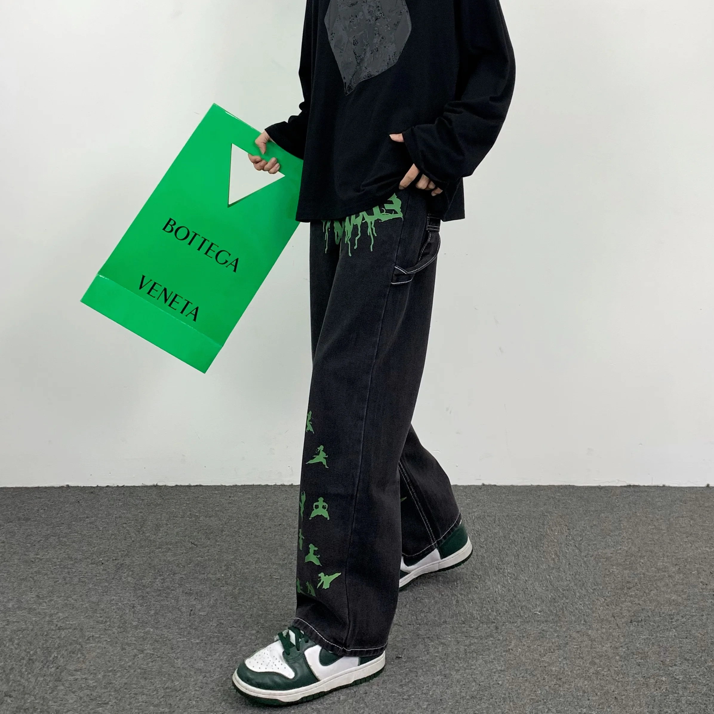 Men's Jeans Letter Print Straight Loose Jeans Hip Hop Men's Pants Y2k Pants Jeans Fashion Streetwear Brand Jeans Jeans Aestethic