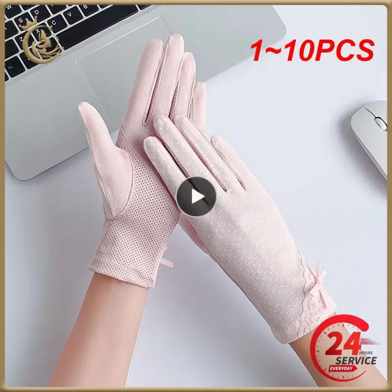 

Женские летние тонкие перчатки с открытыми пальцами, Нескользящие солнцезащитные перчатки с защитой от ультрафиолетового излучения для вождения и сенсорных экранов, 1-10 шт.