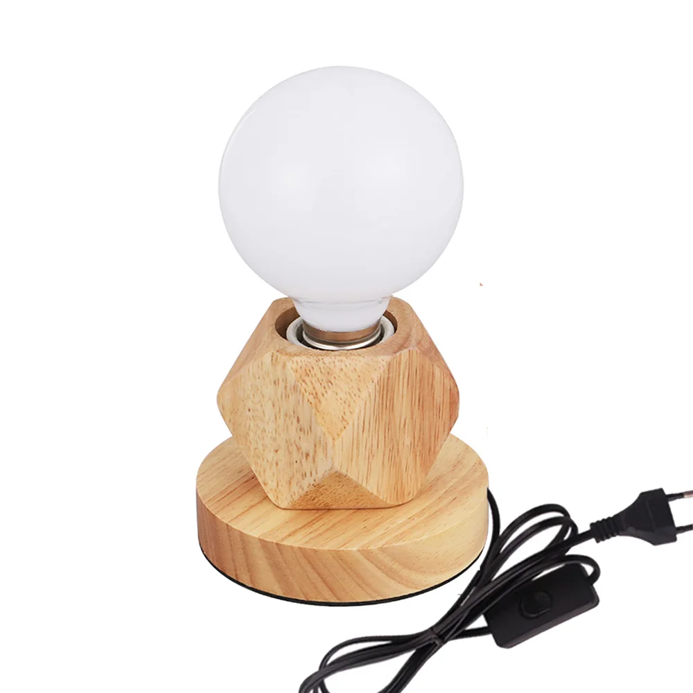 Винтажная настольная лампа в стиле ретро деревянный декоративный прикроватный