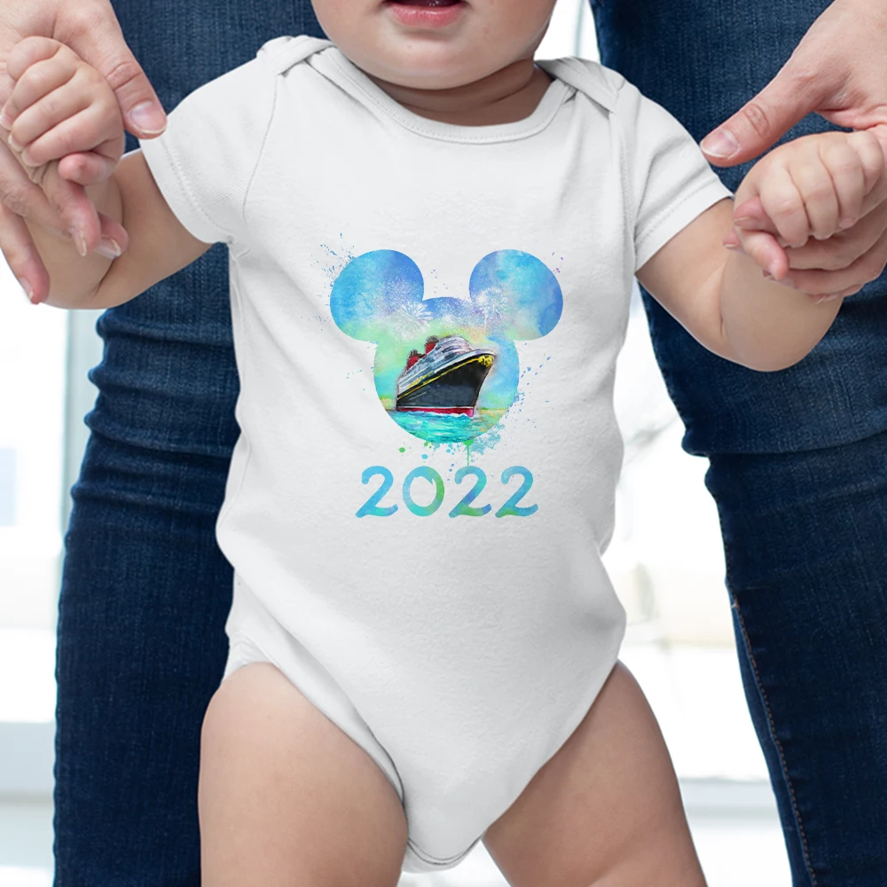 

Disney 2022 Mickey Head Print Creative Baby Onesie Exquisite Mickey Castle Series New Casual O-Neck Newborn Romper
