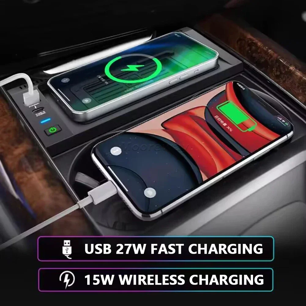 Автомобильное беспроводное зарядное устройство 15 Вт для BMW X5 F15 X6 F16 2014-2019