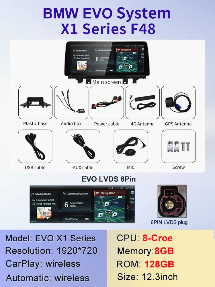 STWEI Новая система ID6 ID7 ID8 UI 12.3 Android Беспроводная система Carplay AUTO для BMW X1 F48 2016 2017 2018 NBT EVO Автомобильные видеоплееры GPS