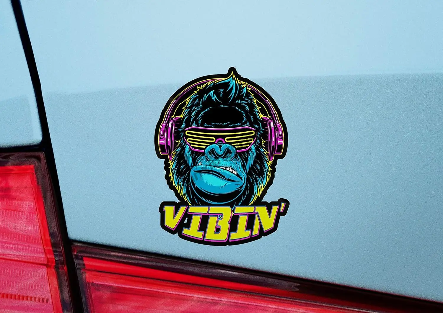 Горилла неоновая наклейка на бампер для автомобилей чашки ноутбуки охладители