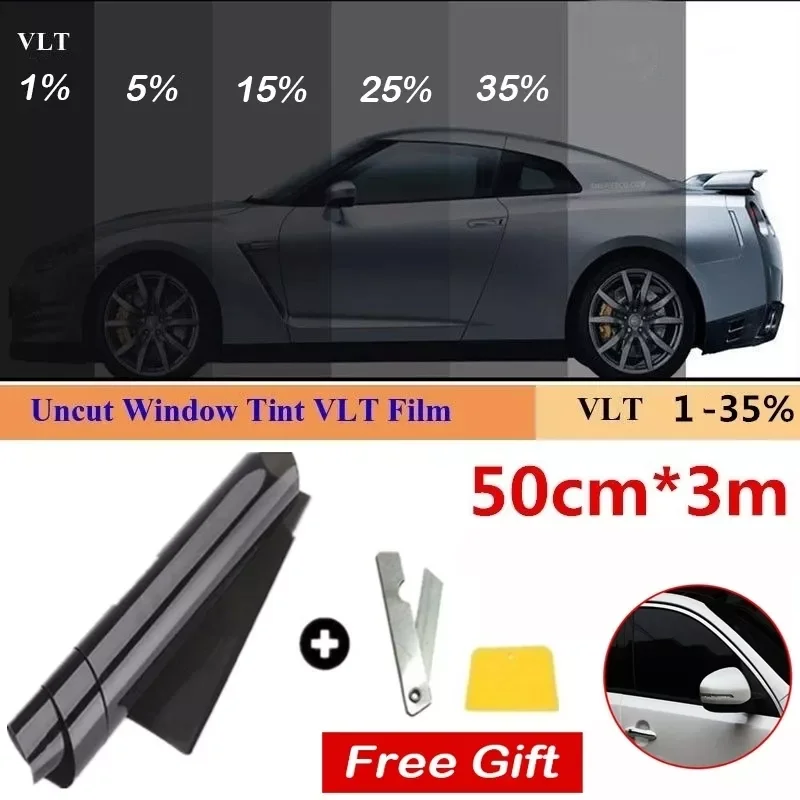 

Roll 50cm X 3m 1/5/15/25/35 Percent VLT Window Tint Film Glass Sticker Sun Shade Film for Car UV Protector foils Sticker Films