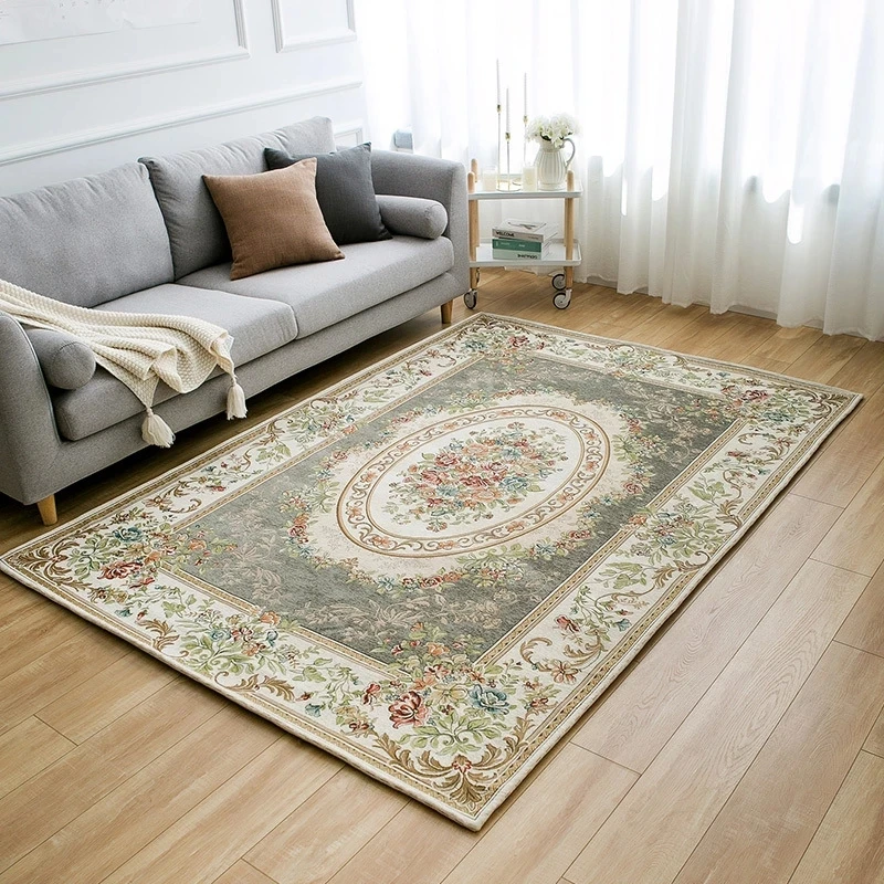 

Vintage Persian Rug Beige Carpets For Living Room Rugs Turkish Style Bedroom Carpet Floral Rug For Coffee Dinning Table Non-Slip