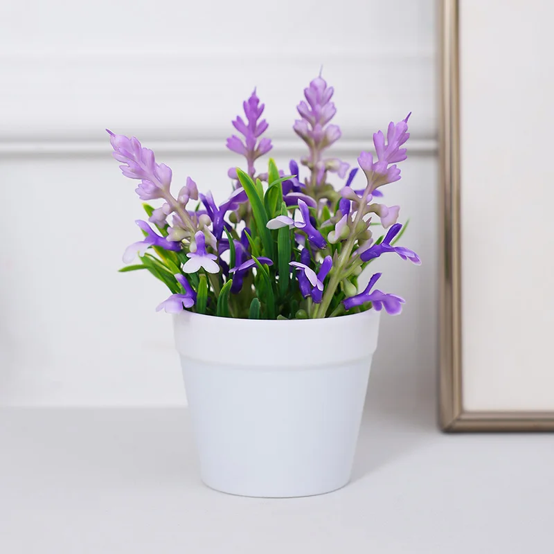1 Шт. Искусственный Лавандовый Горшок 14 См Реалистичное Украшение Для Офисного