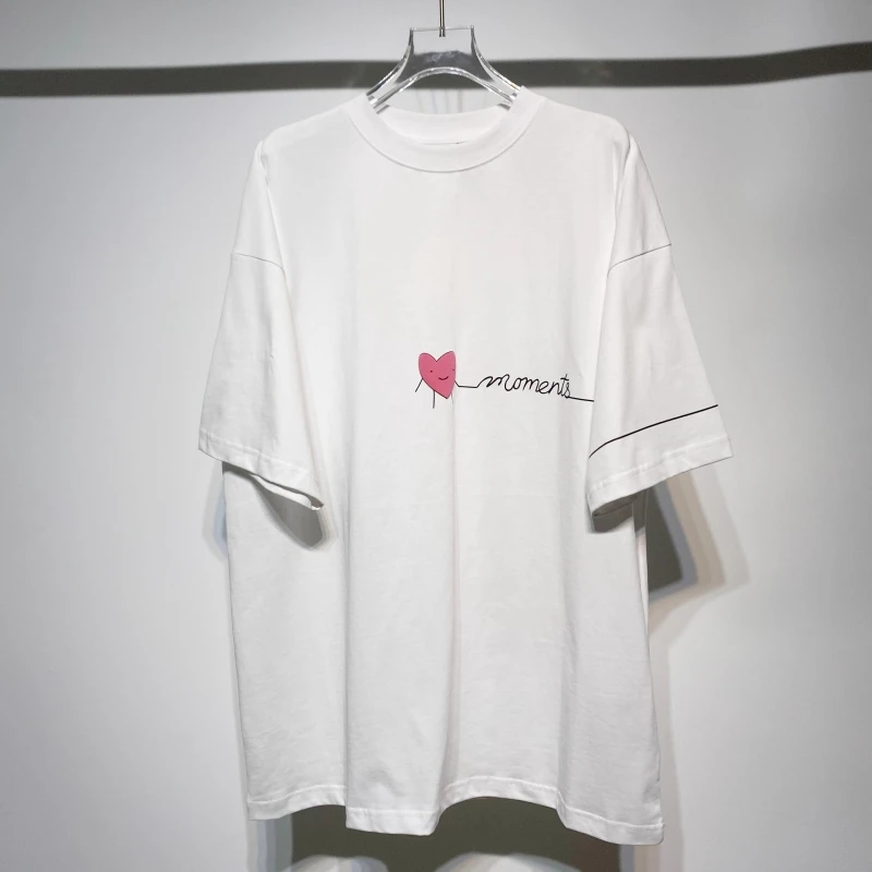 

Summer White Vetements Moments T-Shirt Men Women 1:1 Pink Heart Logo Vetements Tee Fit Short Sleeve VTM Tops Limited Oversized N