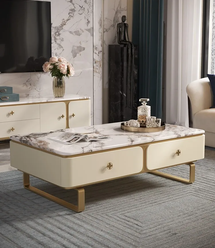 

Роскошный чайный столик, шкафчик для телевизора в современной гостиной, простой итальянский квадратный мраморный чайный столик