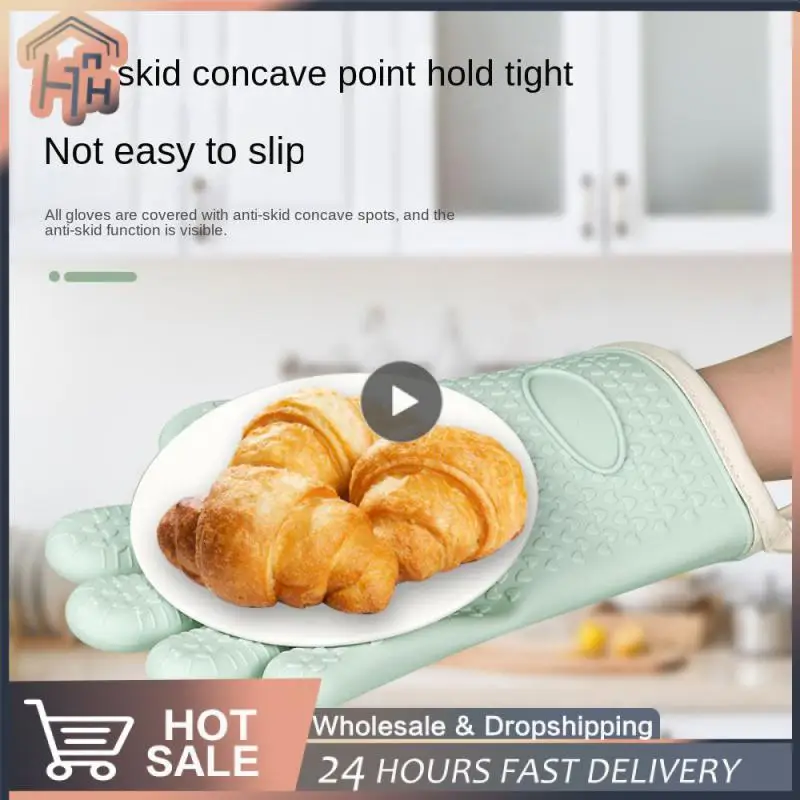 

Бытовые противоскользящие митенки, перчатки для кухни, перчатки для защиты от ожогов, термостойкие, для микроволновой печи