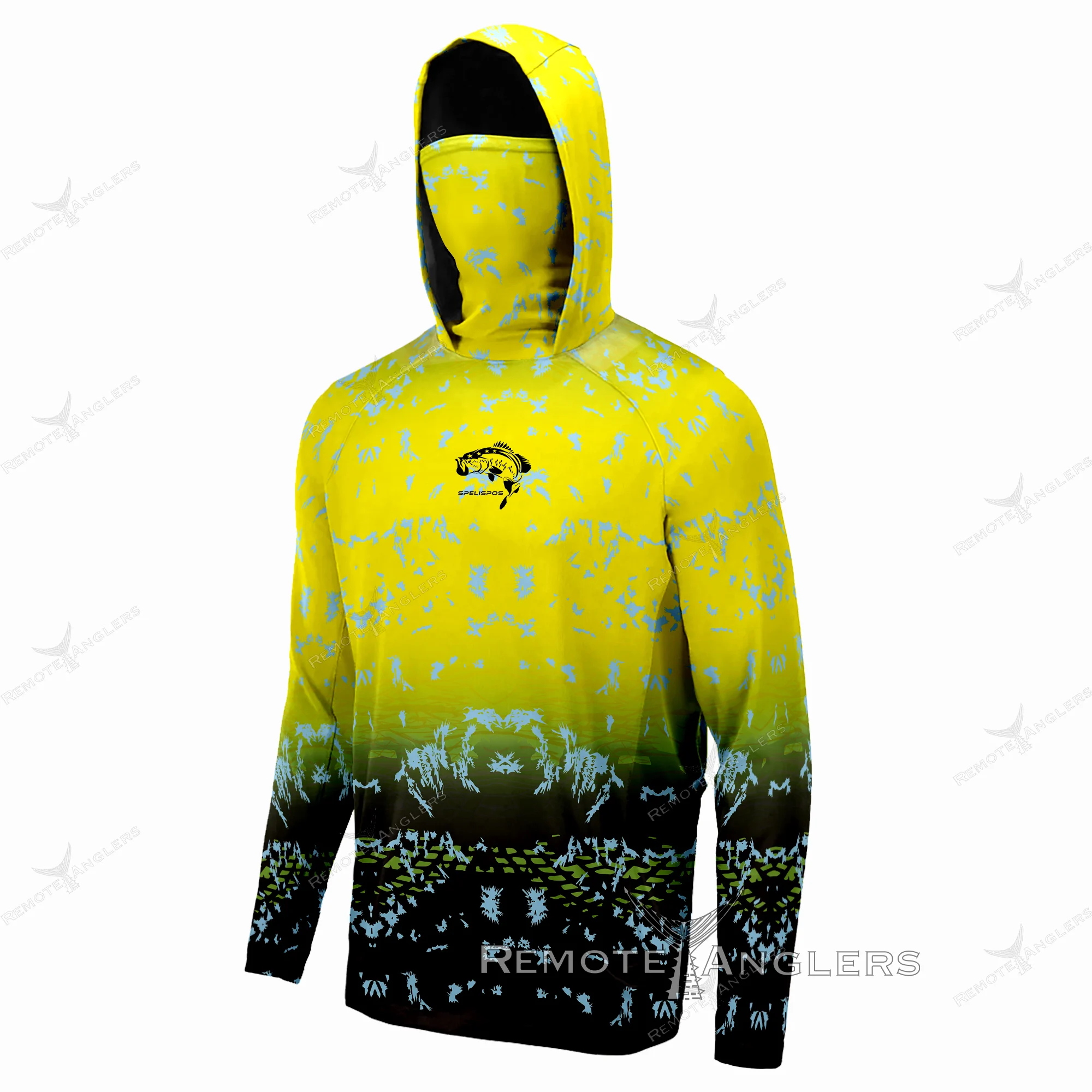 

SPELISPOS Men Fishing Shirts Hoodie Clothing Outdoor UV Protection Breathable Face Mask Performance Angling Fishing T-shirts