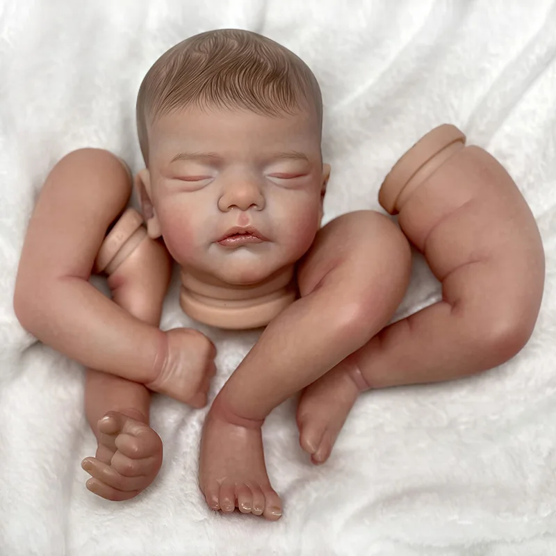 

18 Inch Painted Bebe Reborn Kits Painted Hair Lifelike Assembly Reborn Doll Accessiroes Include Eyebrow and Eyelashes Doll Toys