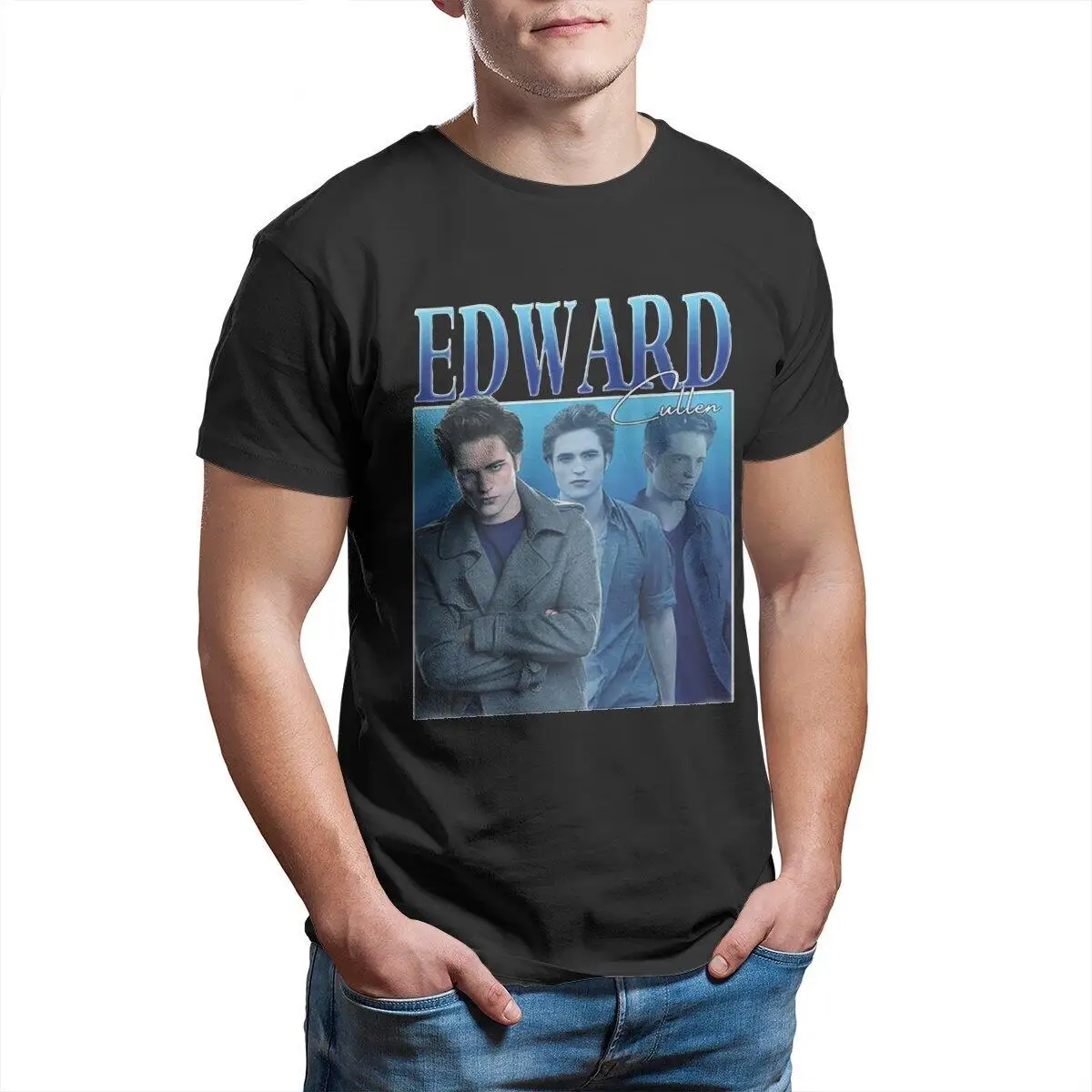 

Robert Pattinson T Shirt for Men Cotton Casual T-Shirt Round Collar Rob Edward Cullen Tees Short Sleeve Clothes Gift Idea