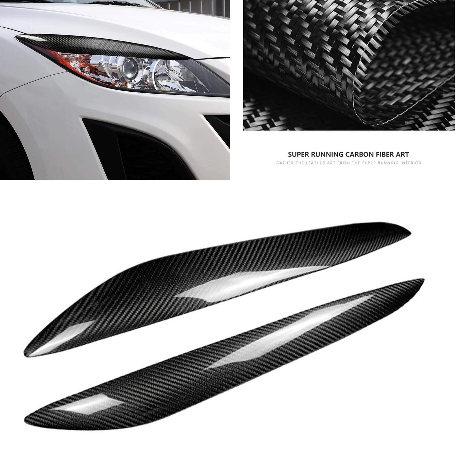 

Headlight Eyebrow Trim For Mazda 3 Mazda3 2010-2013 Headlamp Eyelid Cover Front Head Light Brow Carbon Fiber Lamp Lid Sticker