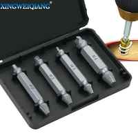 double side drill out damaged screw extractor handymen broken screw stud removal tool kit 4pc 1 2 3 4 with case