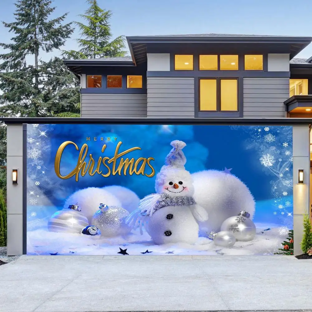 

Рождественская елка дверь гаража Рождественское украшение двери гаража Снеговик Санта-Клаус Лось подарочная коробка печать Рождественский фон для гаража