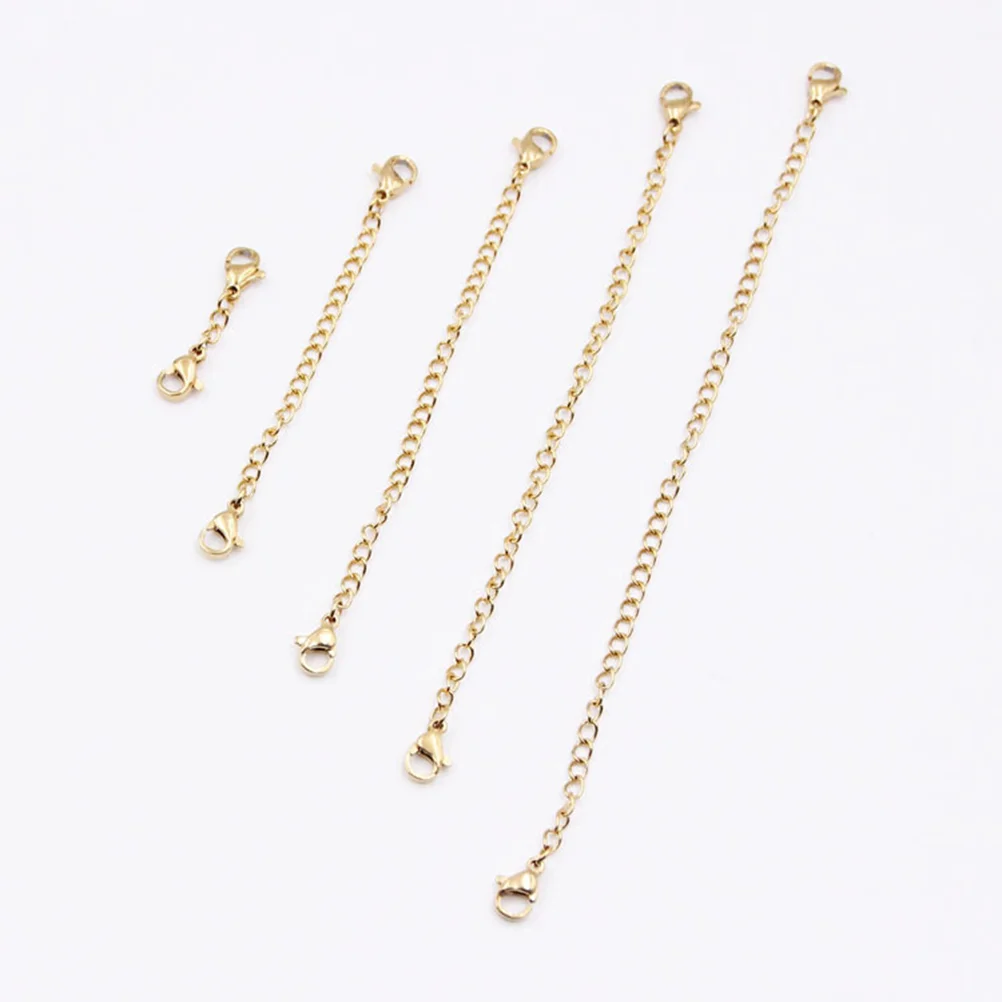 

5 PCS Bulk Jewelry Bracelet Extender Chain The Necklace Lobster Clasp Both Ends Stainless steel carabiner