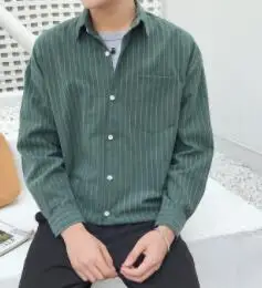 

2023HOTT JTFAN Men's casual shirt men's long sleeves 2018 autumn new menswear student loose stripe shirt